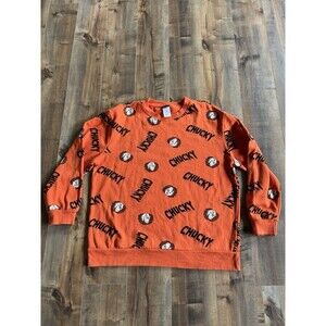 CHUCKY Horror Movie Orange Sweatshirt Size LRG All Over Print Doll Scary